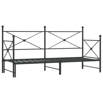 Afbeelding van vidaXL Slaapbank met onderschuifbed zonder matras 90x200cm staal zwart