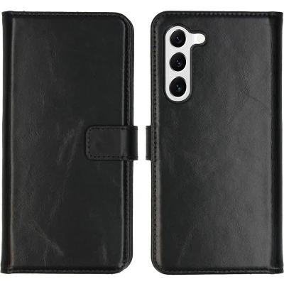Afbeelding van Selencia Hoesje Geschikt voor Samsung Galaxy S23 Plus Met Pasjeshouder Echt Lederen Bookcase Zwart