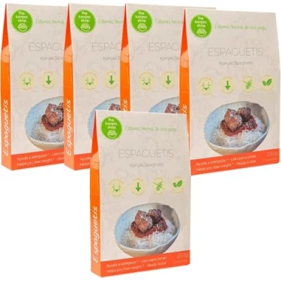 Afbeelding van The Konjac Shop Spaghetti 200 g Shirataki glutenvrij caloriearm en koolhydraatarm geschikt voor veganisten (5 stuks)