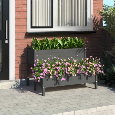 Afbeelding van Plantenbak 110x84x75 cm massief grenenhout grijs
