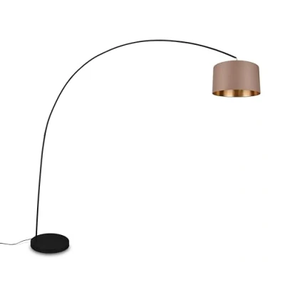 Afbeelding van TRIO MANSUR Vloerlamp Booglamp Zwart + Taupe kap H210cm