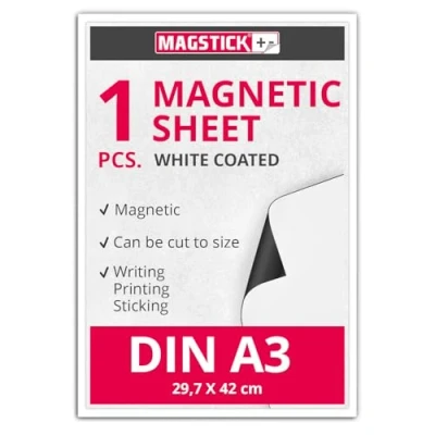 Afbeelding van mag_111 magnetische folie I DIN A3 0,85 mm Semi anisotroop wit flexibele kracht voor auto, vrachtwagen, voertuig, koelkast Bedrukbare digitale print