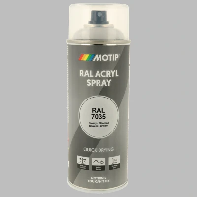Afbeelding van Motip industrial acryllak hoogglans RAL 7035 lichtgrijs 400 ml.