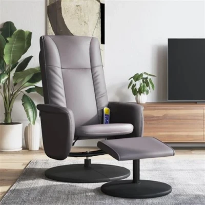 Afbeelding van VidaXL, Massagestoelen, Massagestoel met voetenbank grijs kunstleer, kleur