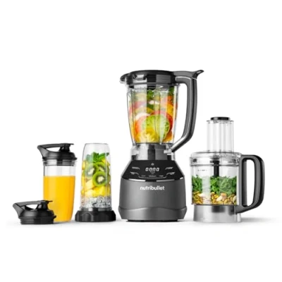 Image de NutriBullet triple Prep System, mixeur électrique, blender multifonction, puissance 1500 watts, 3 appareils, noir, NBF580B