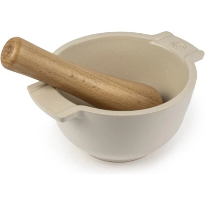Afbeelding van Peugeot Appolia Vijzel En Stamper 14 cm Ecru Keramiek/hout