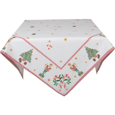 Afbeelding van Clayre &amp; Eef Tafelkleed 130x180 cm Wit Groen Katoen Rechthoek