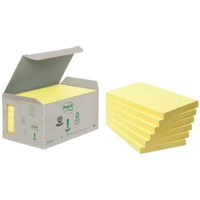Image de Post it Tour de 6 blocs 100 feuilles 76x127mm recyclées Jaune