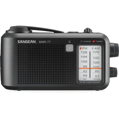 Afbeelding van Sangean MMR 77 Outdoorradio VHF (FM), Middengolf Noodradio Handslinger, Spatwaterbestendig, Zaklamp, Oplaadbaar Zwart