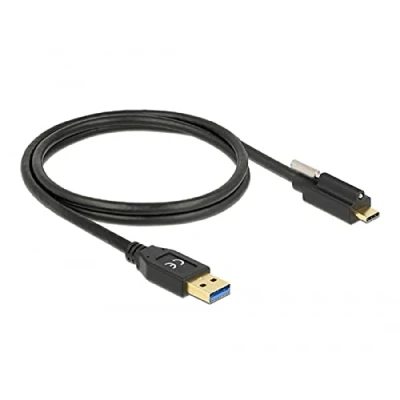 Afbeelding van USB A naar C kabel connector met 1 schroef USB3.1 Gen 2 tot 3A / zwart meter