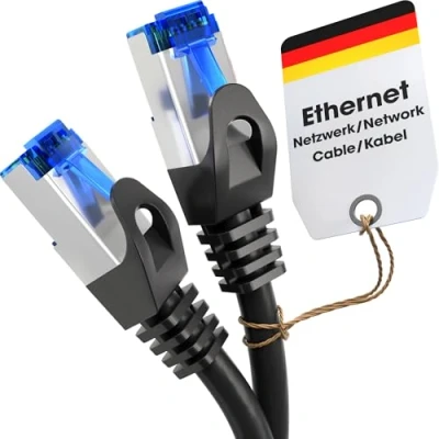Afbeelding van KabelDirekt 20 m Ethernet &amp; patch netwerkkabels (RJ45 connector, voor volledig genieten van de vezelsnelheid, ideaal gigabit LAN netwerken, routers, modems en switches, zwart zilver).