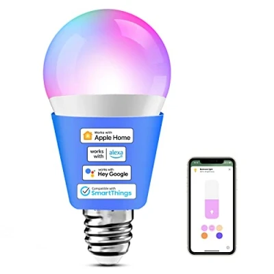 Afbeelding van Meross slimme lamp, compatibel met Apple HomeKit, Alexa en Google Home, E27, 2700 K tot 6500 K, RGBCW, dimbare wifi meerkleurig