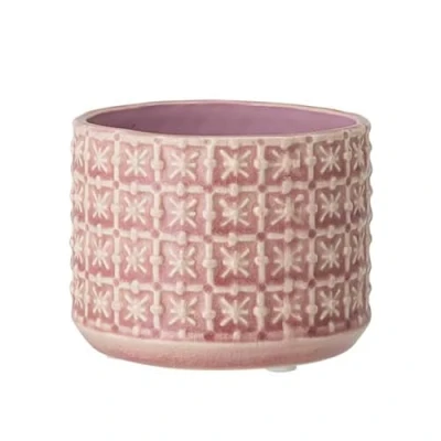 Afbeelding van Nordring Retro vintage bloempot voor kamerplanten, vetplanten, Cross S bloempot, diameter 10 cm, roze, keramiek