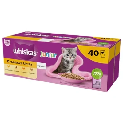 Afbeelding van WHISKAS Junior Poultry in jelly nat kattenvoer 40 x 85g