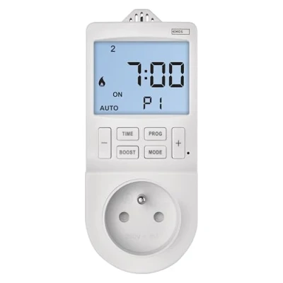 Afbeelding van EMOS 2 in 1 stopcontactthermostaat en tijdschakelaar, digitale kamertemperatuurregelaar timer stopcontact voor verwarming koeling, verwarmingstoestel, infrarood, aqua/terra, woonhuis, P5660FR