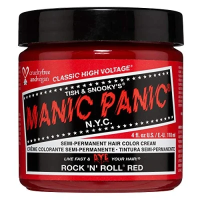 Image de Manic Panic Rock &#039;N&#039; Roll Red Classic Crème, teinture capillaire semi permanente vegan et respectueuse des animaux, 118 ml