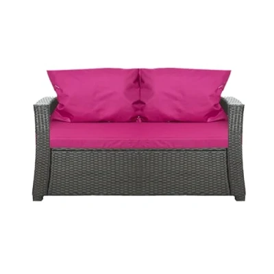 Afbeelding van Setgarden® Buitenkussen voor tuinbank, polyrotan kussen schommelbank, polyrotan, outdoor roze, 110 x 50 cm