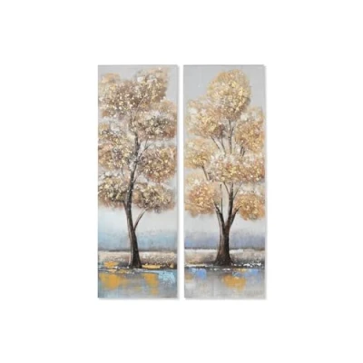 Afbeelding van Schilderij Home ESPRIT Gouden Canvas Hout MDF Boomstructuur Traditioneel 30 x 3 90 cm (2 Stuks)