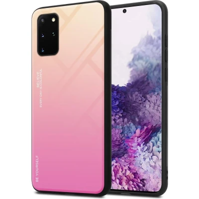 Afbeelding van Cadorabo Hoesje geschikt voor Samsung Galaxy S20 PLUS in GEEL ROZE Tweekleurige beschermhoes van TPU silicone Case Cover en achterzijde gehard glas