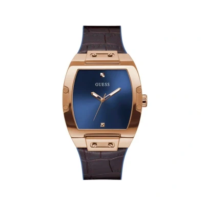 Afbeelding van Guess Bruine Siliconen Horloge Met Gouden Kast