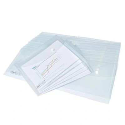 Image de Rapesco 1500 ECO Pochette à Bouton Pression Recyclé, A4+, Transparent, Lot de 25