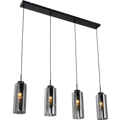 Afbeelding van QAZQA laura Art Deco Hanglamp eettafel voor boven de in eetkamer 4 lichts L 108 cm Grijs Woonkamer Slaapkamer Keuken
