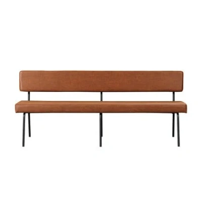 Afbeelding van Bronx71® Industriële eetkamerbank Espen cognac eco leer 190 cm