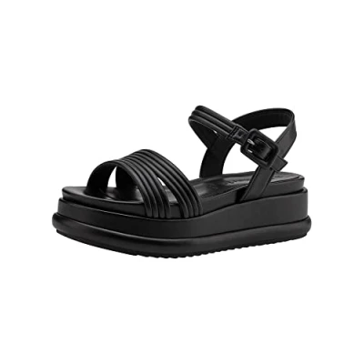 Afbeelding van Tamaris Sandalen met plateauzool, Dames, Maat: 40, Black Hoogwaardig imitatieleer