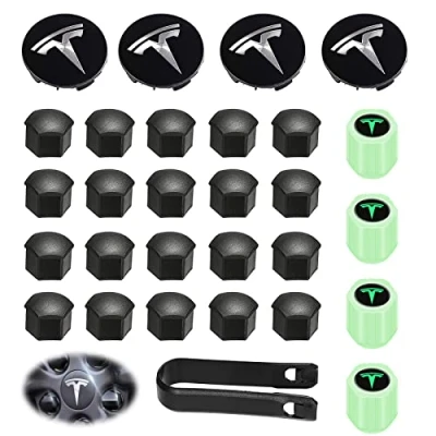 Afbeelding van Tesla Logo wieldoppenset voor Model 3, Y, S, X