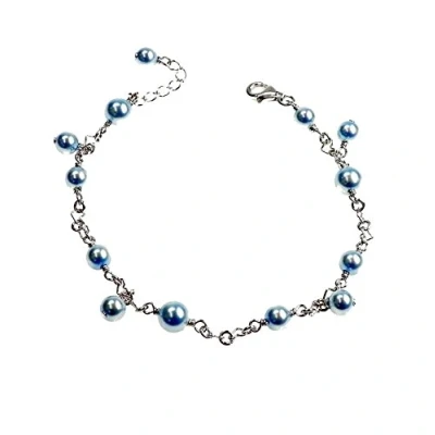 Afbeelding van Orphelia ZA 1810 Armband blue pearls 925 Zilver parels 19 cm