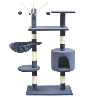 Afbeelding van vidaXL Kattenkrabpaal met sisal krabpalen 125 cm donkerblauw