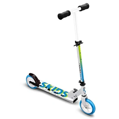 Afbeelding van Skids control 2 wiel Kinderstep Opvouwbaar Voetrem Wit/Blauw