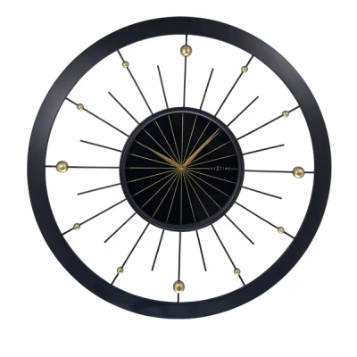 Afbeelding van Wandklok 60 cm Stille Zwart Metaal NeXtime &#039;Orbit&#039;
