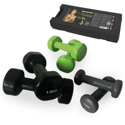 Afbeelding van Schildkröt Fitness Dumbbells Koffer Met 3 Paar Gietijzer Groen/Zwart/Antraciet