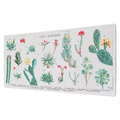 Afbeelding van muismat Botanical 80 x 35 cm textiel wit/groen