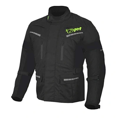 Afbeelding van Jet Fluorescerend motorjack van waterdicht textiel met CE markering, zwart, zwart.