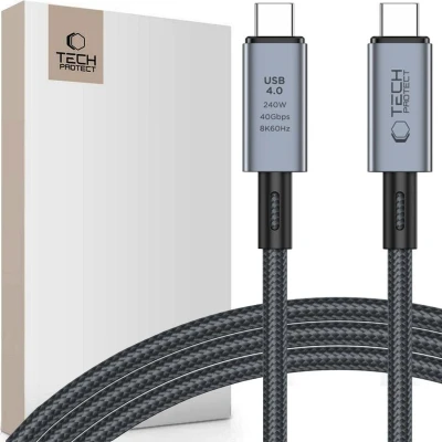 Afbeelding van TECH PROTECT ULTRABOOST MAX USB 4.0 8K 40GBPS TYPE C KABEL PD240W 200CM GRIJS