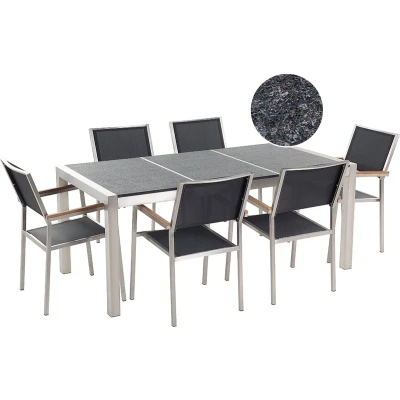 Afbeelding van GROSSETO Tuinset voor 6 Grijs/Zwart Graniet