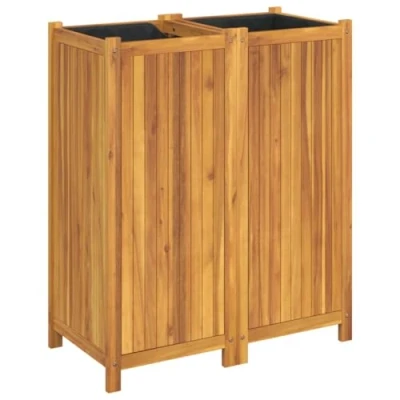 Afbeelding van Plantenbak met voering 84x42x100 cm massief acaciahout