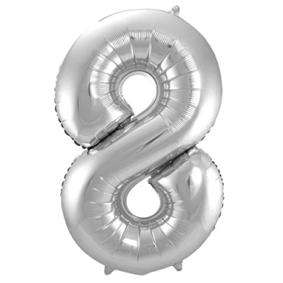 Afbeelding van Folat Folieballon Cijfer 8 Zilver 86 cm