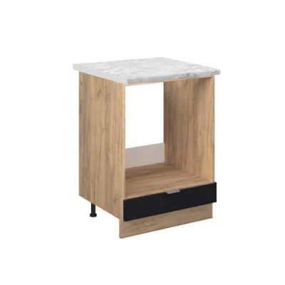 Afbeelding van Vicco Ovenombouwkast Fame Line, Zwart gestreept/Krachtige eik goud, 60 cm , WB Marmer