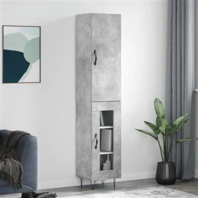 Afbeelding van vidaXL Hoge kast 34,5x34x180 cm bewerkt hout betongrijs