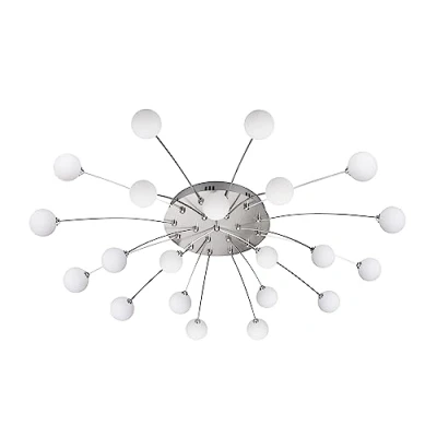 Afbeelding van Plafondlamp Bullet, 21 lichts, nikkel/wit