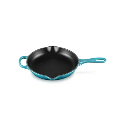 Afbeelding van Le Creuset Signature Skillet van geëmailleerd gietijzer, rond, Ø 23 cm, 1,93 kg, Caribisch blauw, 20182231700422