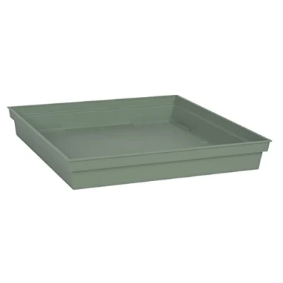Afbeelding van Bloempot kunststof onderschaal Toscane groen vierkant L33 x B33 H5 cm Onderschalen/opvangschalen