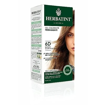 Afbeelding van Herbatint Permanente haarkleuring 6D donkerblond goud 150 ml, ammoniakvrij, 100% dekking van wit haar, dermatologisch getest voor de gevoelige huid, met 8 biologische plantenextracten