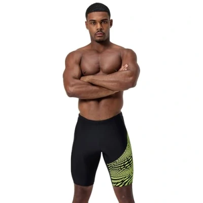 Afbeelding van Speedo MENS Medley LOGO Jammer Zwemshorts, Heren, Maat: 8, Black/hyper yellow
