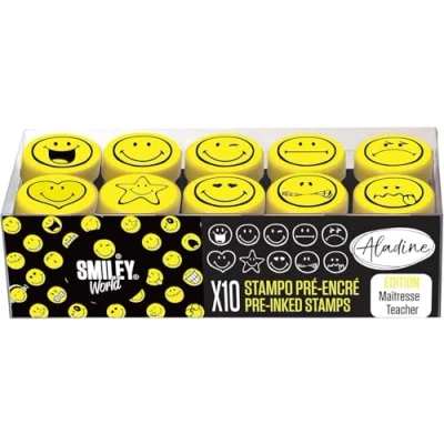 Image de Kit de tampons enfant pré encrés Stampo Easy Smiley 10 pcs