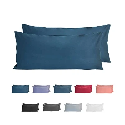 Afbeelding van Komfortec Set van 2 Premium Jersey Kussenslopen 40x80 cm Superzachte Kussenhoes 100% Katoen 150 g/m² Blauw