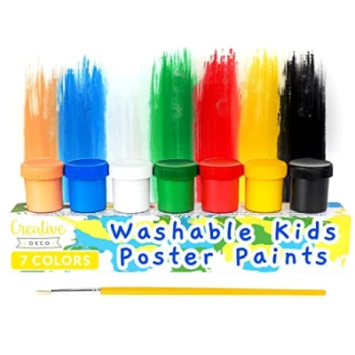 Afbeelding van Creative Deco Wasbare Verf Set voor Kinderen 6 + 1 x 20 ml SINTERKLAAS CADEAU Niet giftig Snel Drogend Perfect Kunstenaars